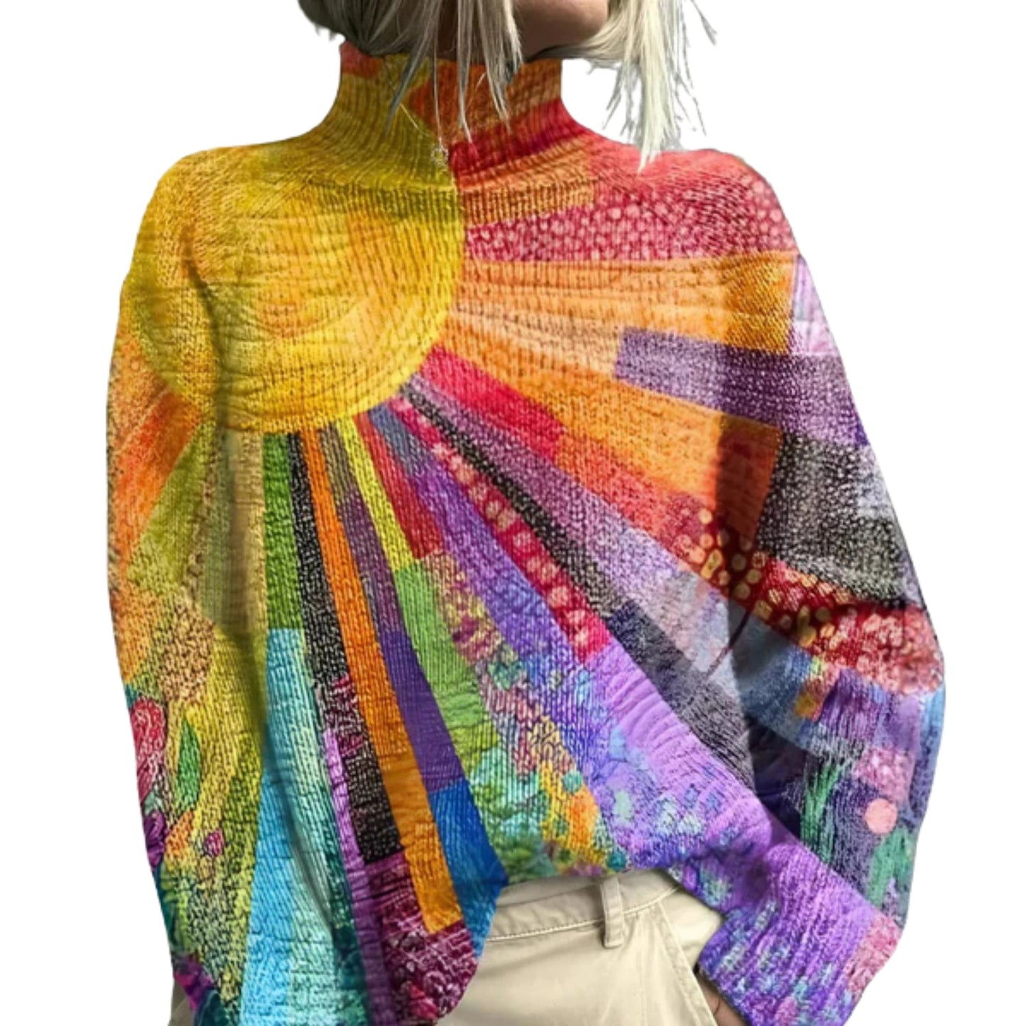 Fana | Lively & Colourful Roll Neck Jumper