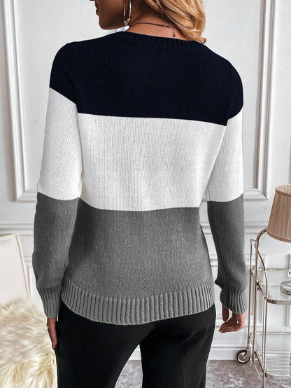 Aya | Colour Block Cable Knit Jumper