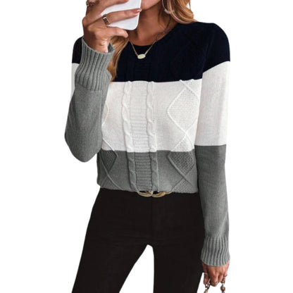 Aya | Colour Block Cable Knit Jumper